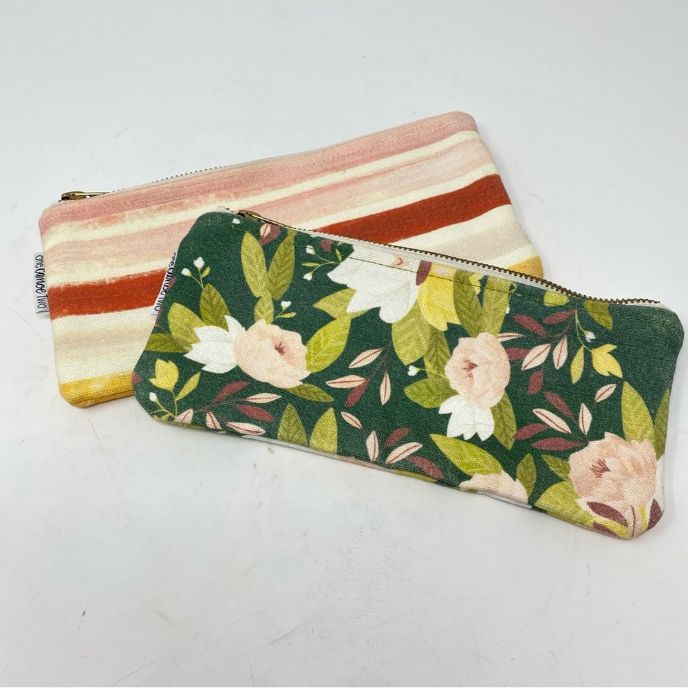 1 Canoe 2 Canvas Floral and Striped Planner Pouch Set